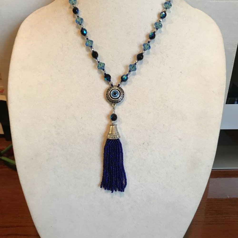 Unique & One of Kind Evil Eye Tassel Necklace-New